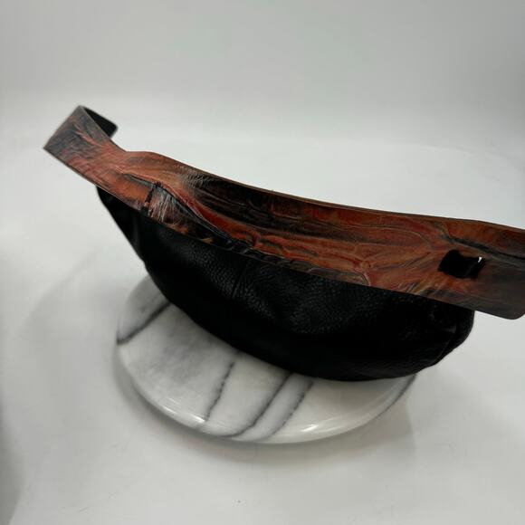 Bonini Y2K Abstract orange and black leather shoulder bag - Picture 7 of 10